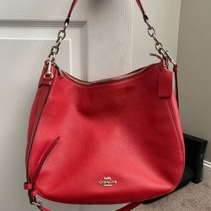 Red Coach Soft Leather- medium size crossbody style handbag. ❤️